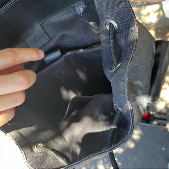 GUCCI GG LEATHER MEN BACKPACK BAG CARRYON MONOGRAM SIGNATURE MOTIF SUPREME STRAP - Picture 11 of 16